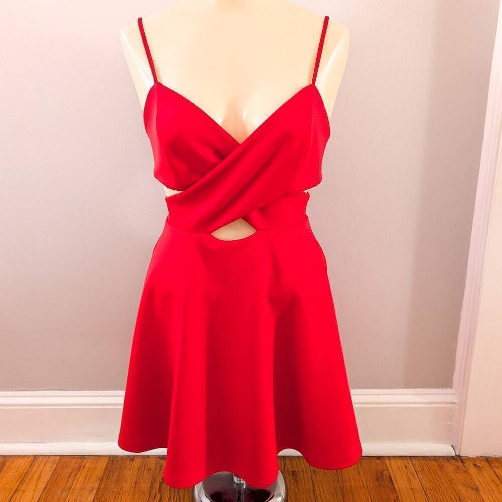 Forever 21 Crisscross Cutout A-Line Red Dress